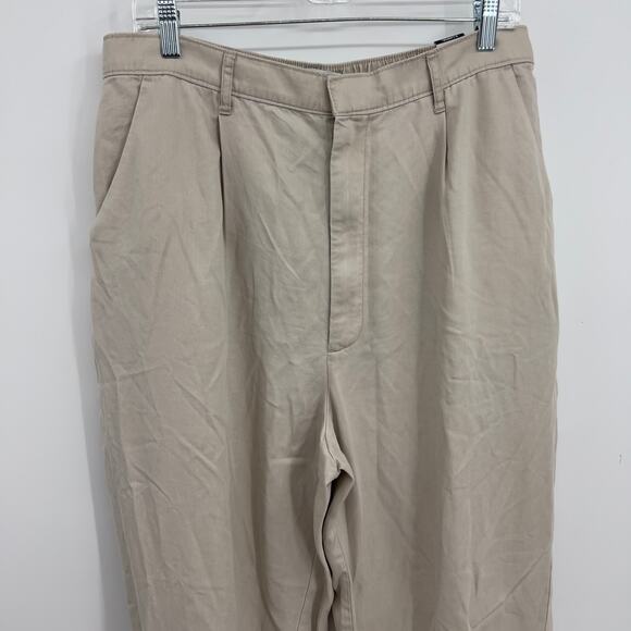 Abercrombie Fitch Tan Khaki Classic Ankle Tie Ultra High Rise Pants XL Long New - Picture 2 of 10